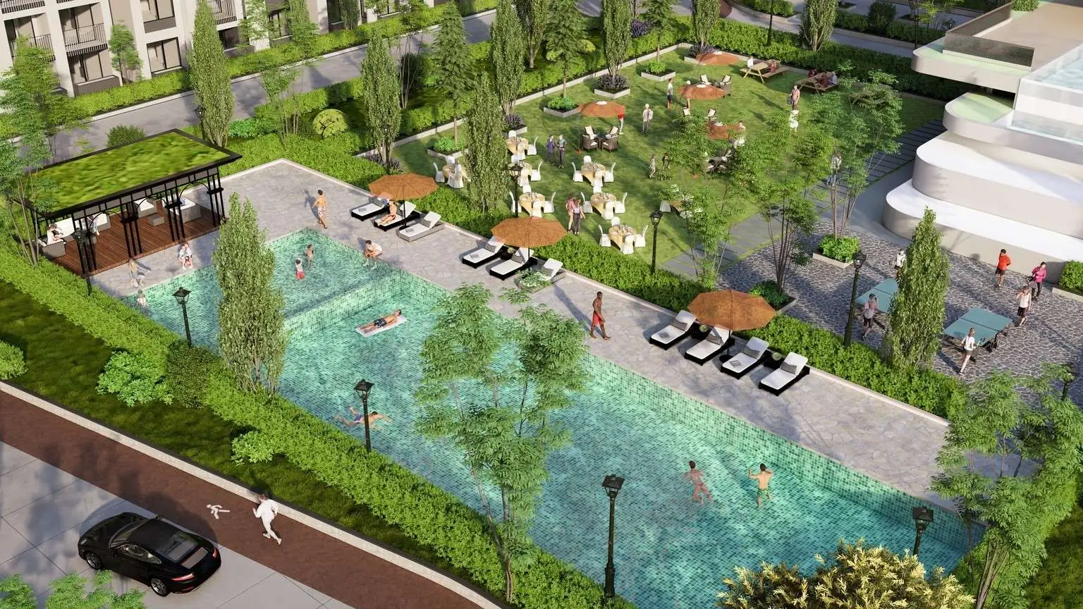 Pool with dining deck